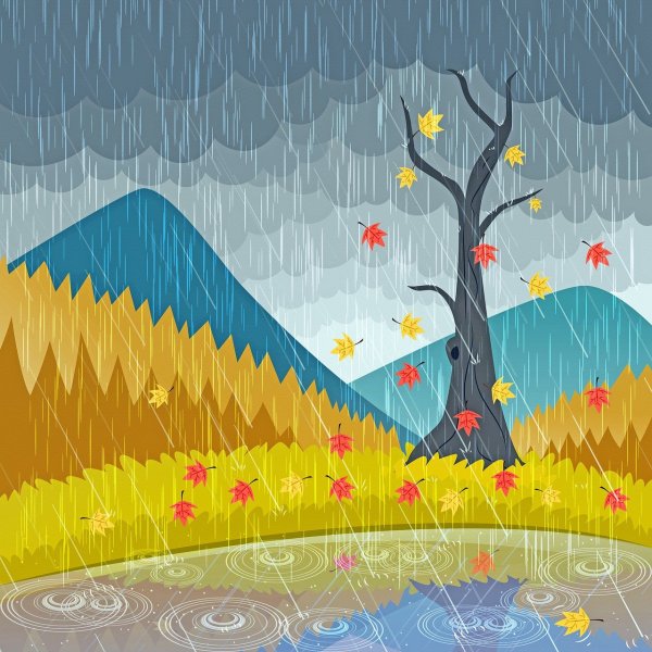 Осенние пейзажи мультяшные