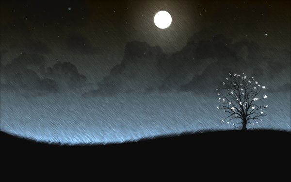 Ночь Луна дождь