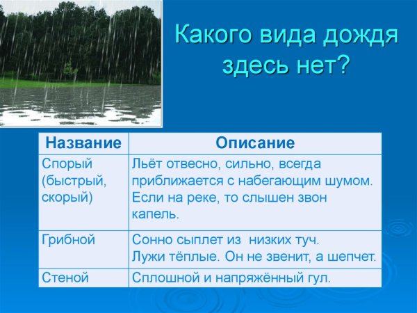 Какие бывают дожди