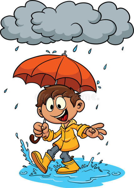 Мультяшный мальчик с зонтом