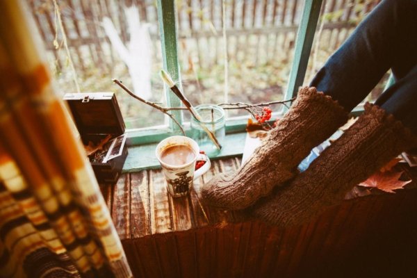 Осень чай плед