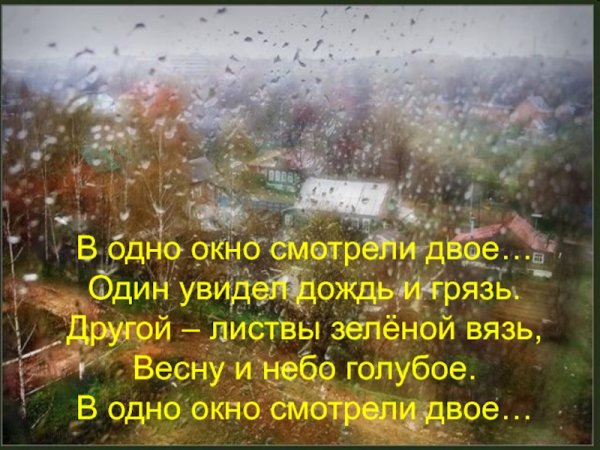 Один увидел дождь и грязь