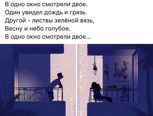 В одно окно смотрели двое один увидел