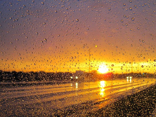 Закат и дождик