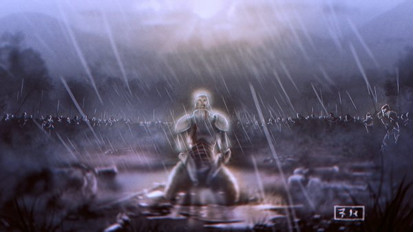 Одинокий воин на поле боя