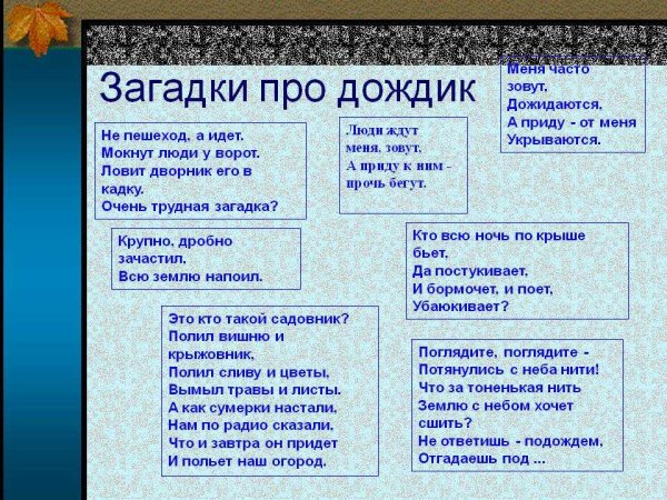 Загадки про дождь