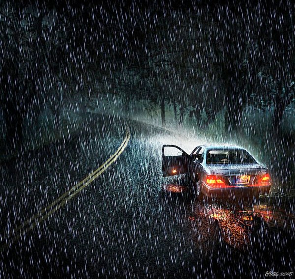 Машина под дождем