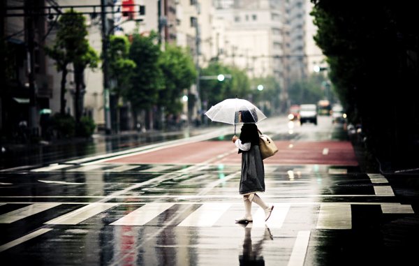 Улица Японии в дождливый день