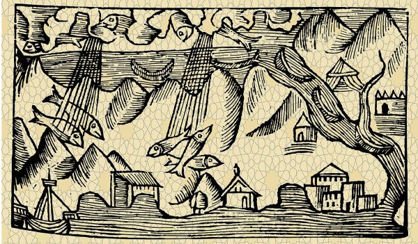 Рыбный дождь рисунок