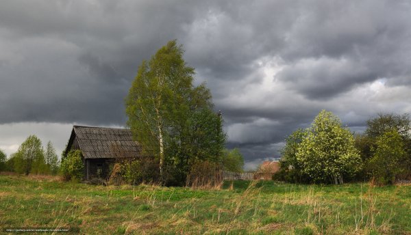 Деревня пасмурно