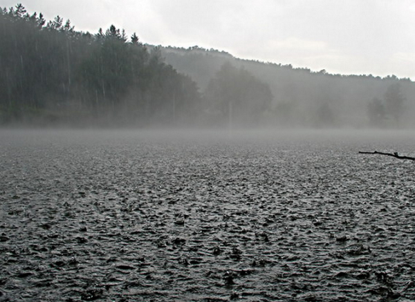 Ливень на озере