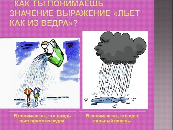 Льёт как из ведра фразеологизм