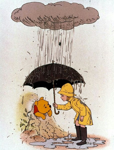 Кристофер Робин и зонтик Винни пух