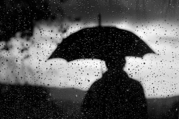 Силуэт под дождем