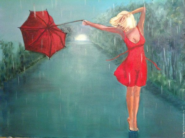 Блондинка с зонтиком