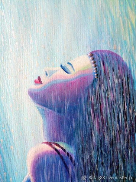 Девушка под дождем живопись