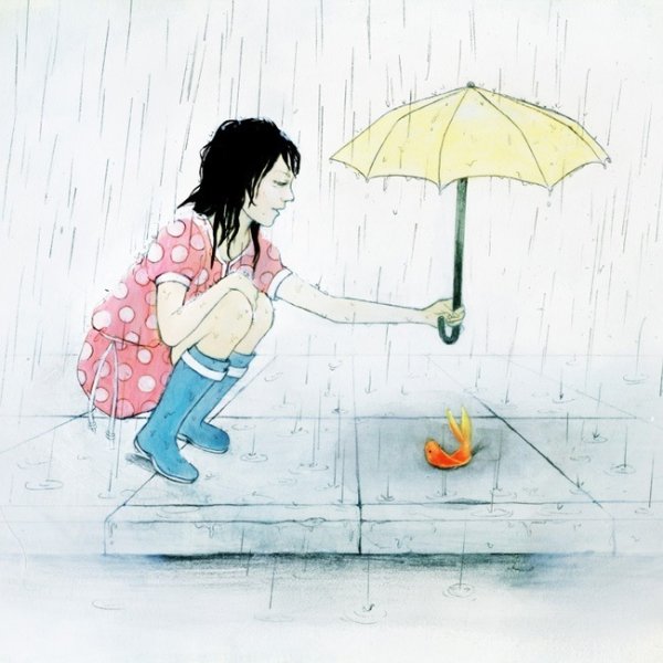 Девочка под дождем иллюстрация