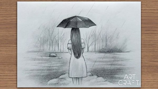 Дождь рисунок простым карандашом