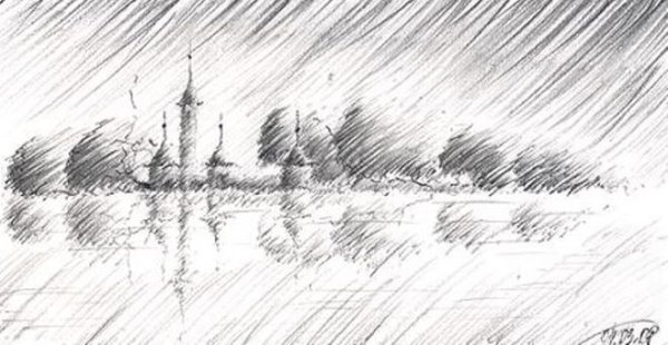 Дождь рисунок карандашом