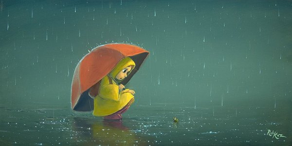 Лягушка под зонтом арт