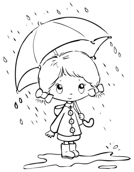 Девочка с зонтиком раскраска для детей