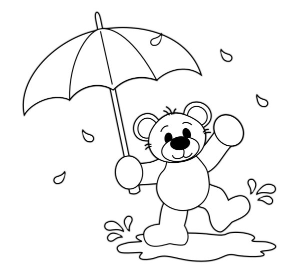 Дети под зонтиком раскраска