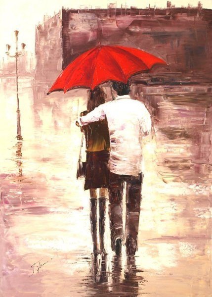 Влюбленные под зонтиком