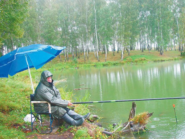Рыбалка в дождь на реке