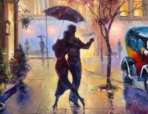 Картина танго под дождем