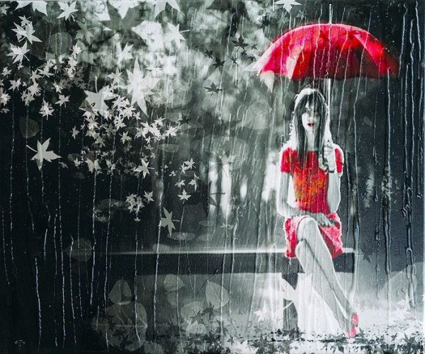 Девушка танцует с зонтом