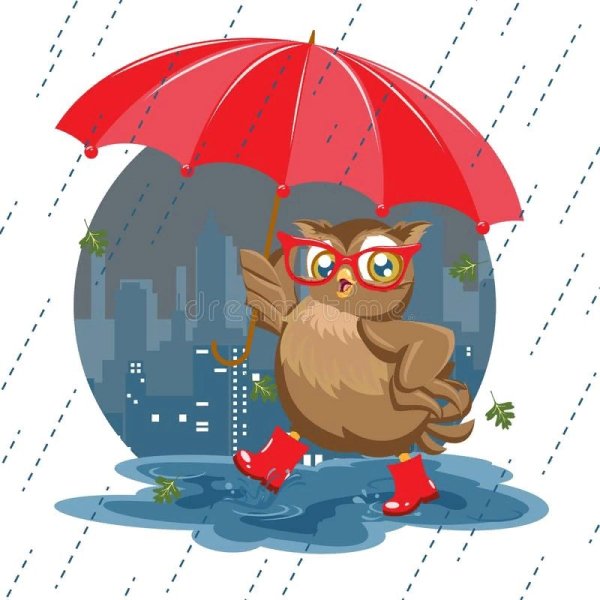 Сова с зонтиком