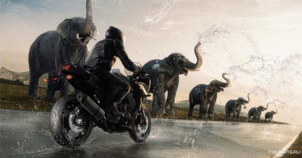 Мотоцикл под дождем