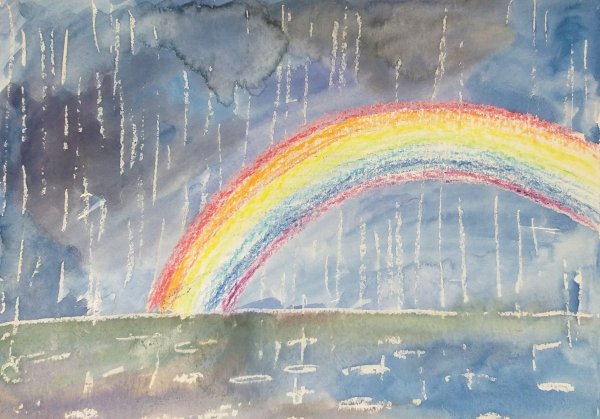 Радуга восковыми мелками