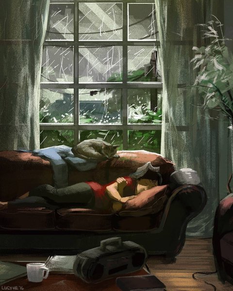 Домашний уют за окном дождь