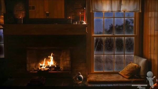 Камин за окном