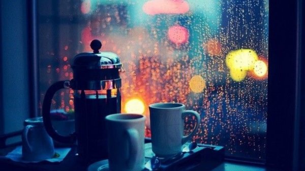 Дождь за окном кафе