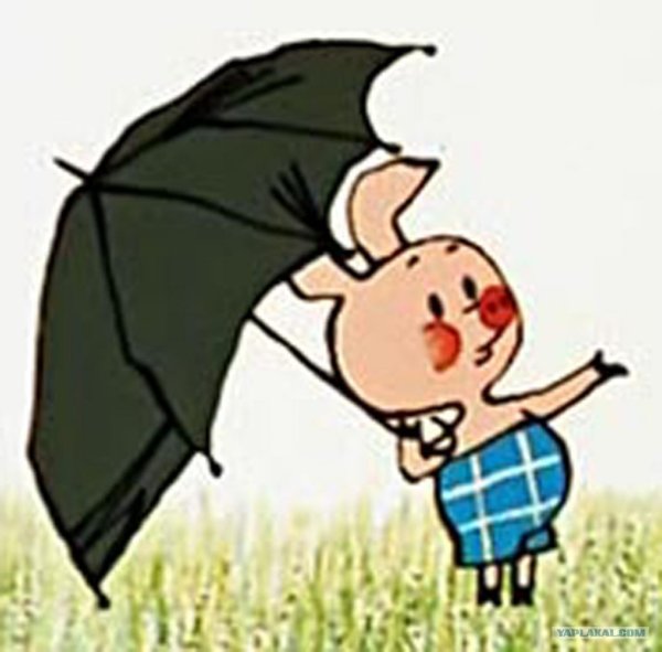 Пятачок из Винни пуха с зонтиком