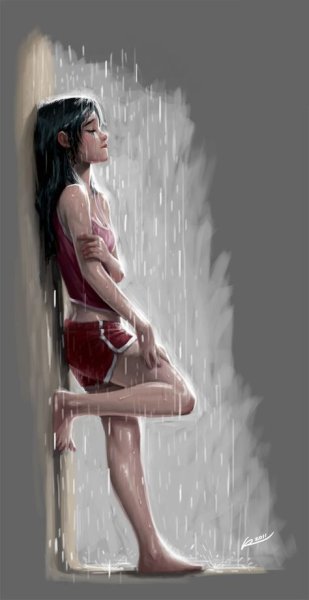 Плачущая девушка под дождем