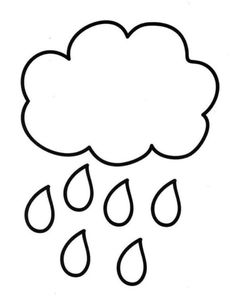 Тучка с дождиком раскраска для детей 2-3 лет