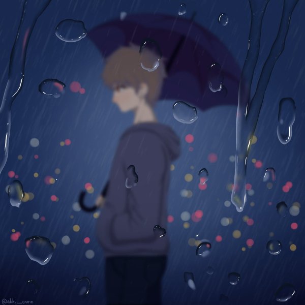 Аниме мальчик под дождем