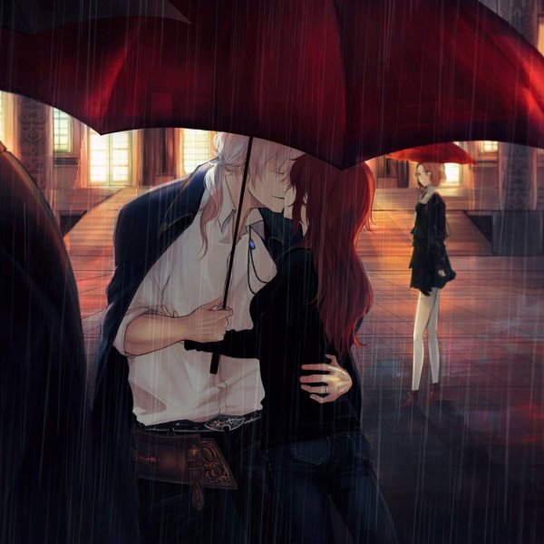 Аниме поцелуй под дождем