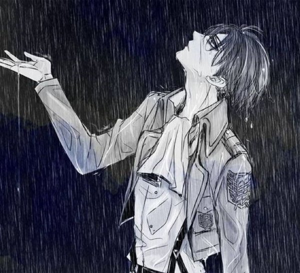 Леви Аккерман под дождем арт