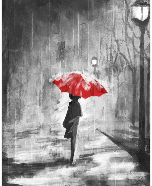 Девушка с красным зонтом