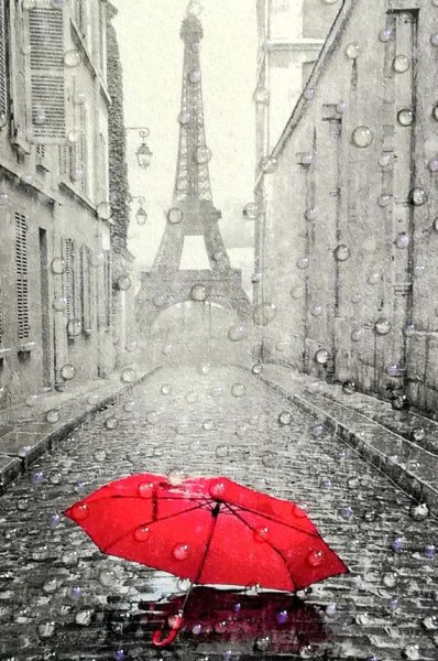 Эйфелева башня и красный зонт