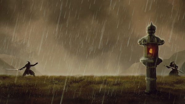 Одинокий воин на поле боя арт