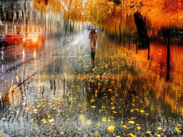 Утром монотонный осенний дождь