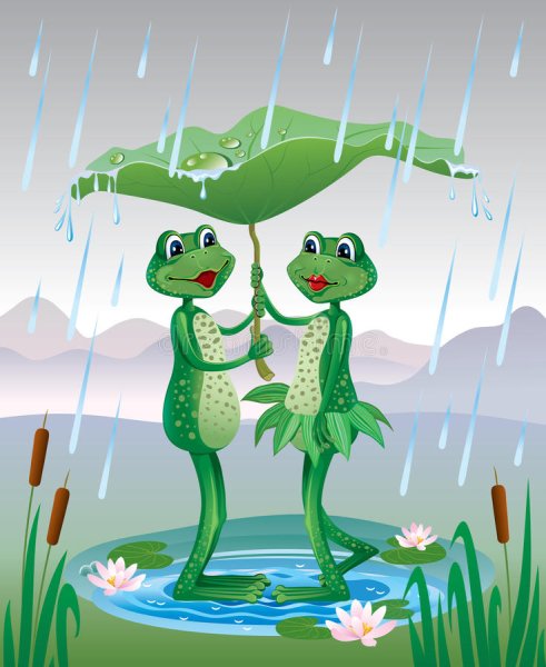 Лягушка под зонтиком