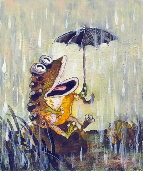 Лягушка под дождем