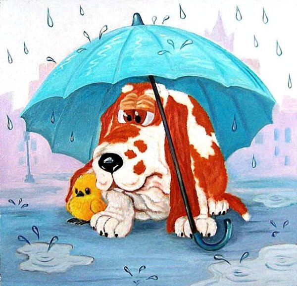 Собака под зонтом