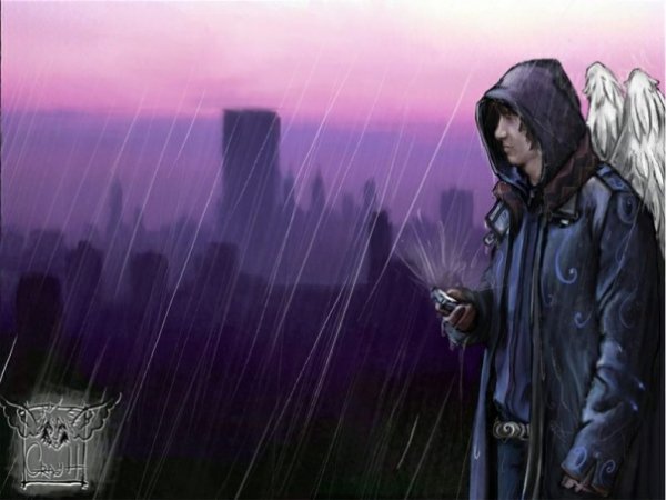 Парень в капюшоне дождь